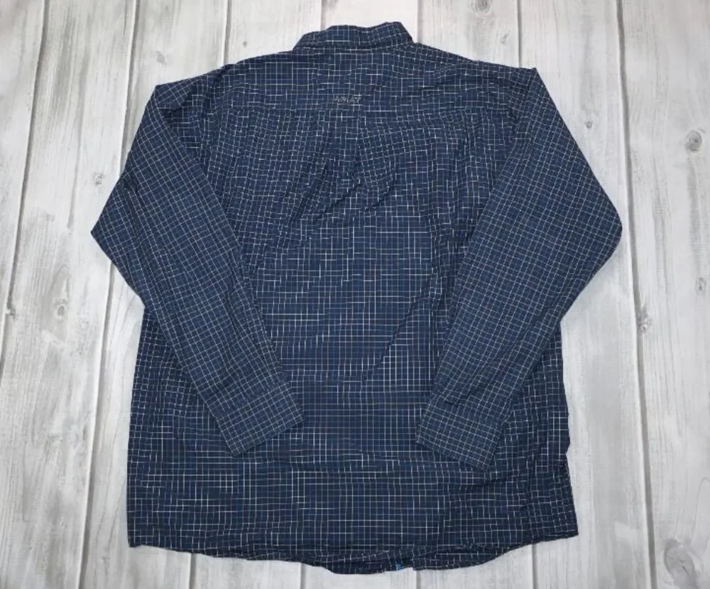 Ariat Pro Series Shirt Men's L Pro Pharell Navy Yellow Plaid Long Sleeve Western